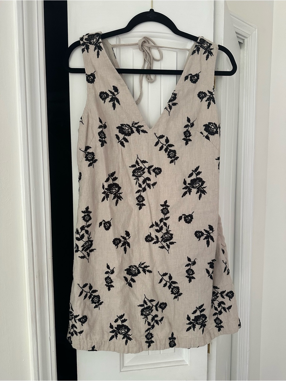 Abercrombie & Fitch Beige Mini Dress with Black Floral Print
